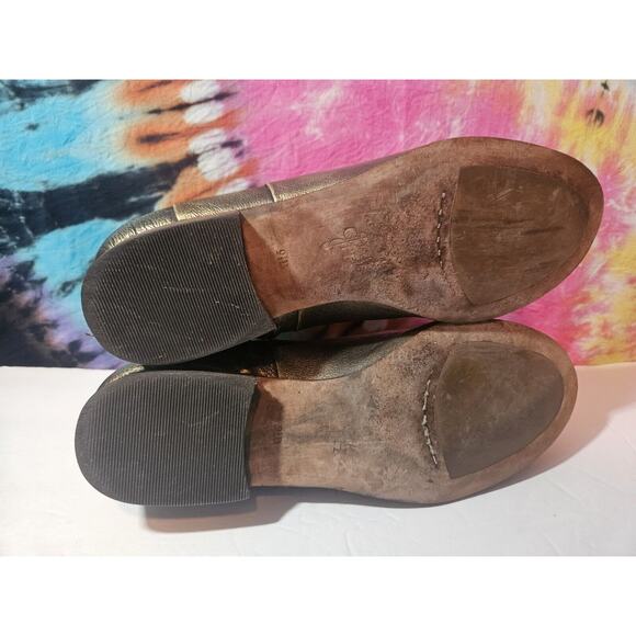 Cole Haan Allen Bootie Zip Ankle Boots Women's 9.5 Black Gold Burnished Metallic - Picture 8 of 10